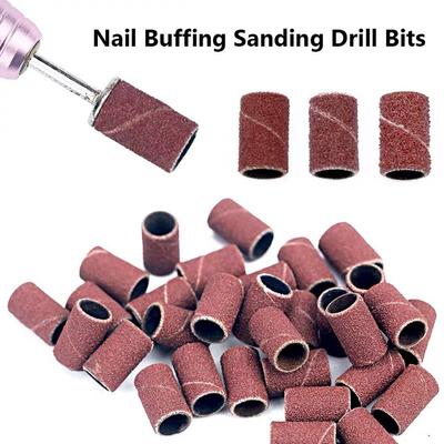 50pcs Sanding Bands Drills Bits Nail Art 80 120 180 UV Gel Acrylic Tips