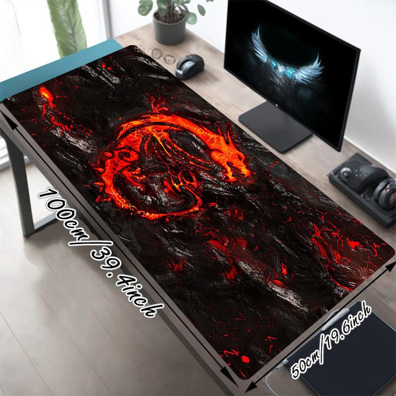 Lava Dragon Gamer Large Deskmat Mousepad Playmat Xl Keyboard Mouse Pad Gaming Desk Accessories Anime Pc Extended Pads