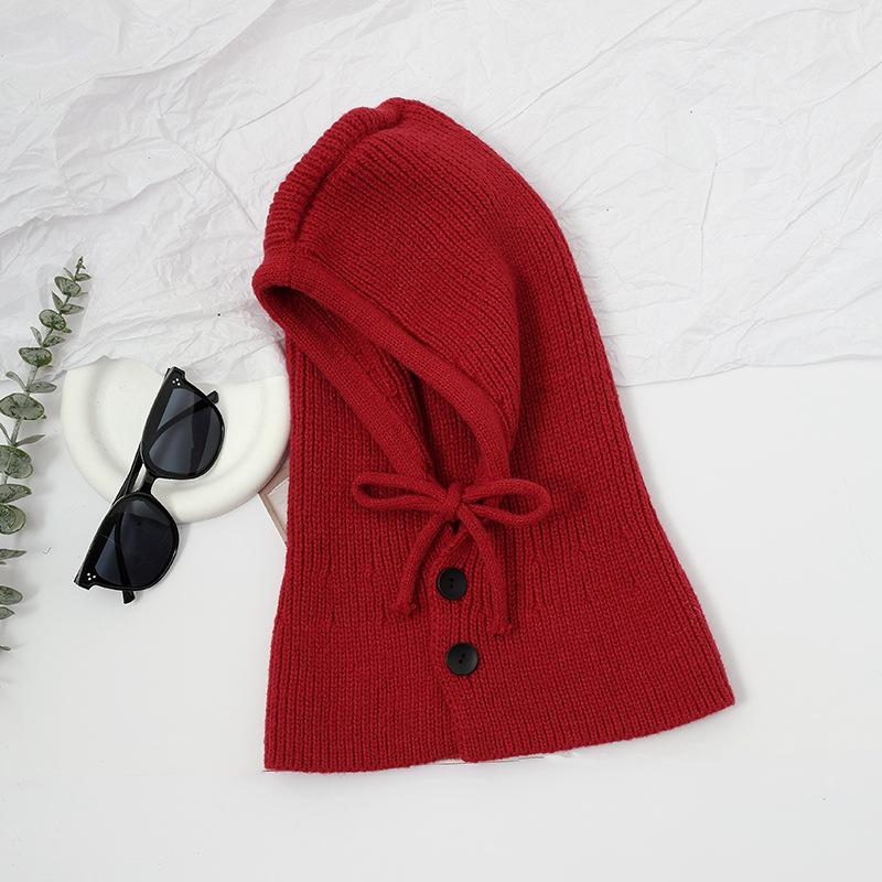 Hat scarf integrated hat women's fashion warm balaclava hat knitted scarf