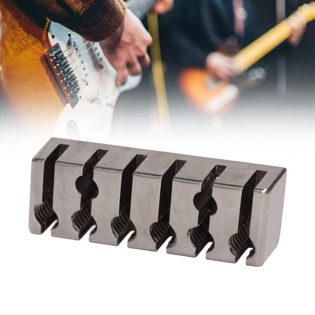 String Locking Nut 42mm Professional Silver Metal 6 String Locking Nut for Headless Electric Guitar