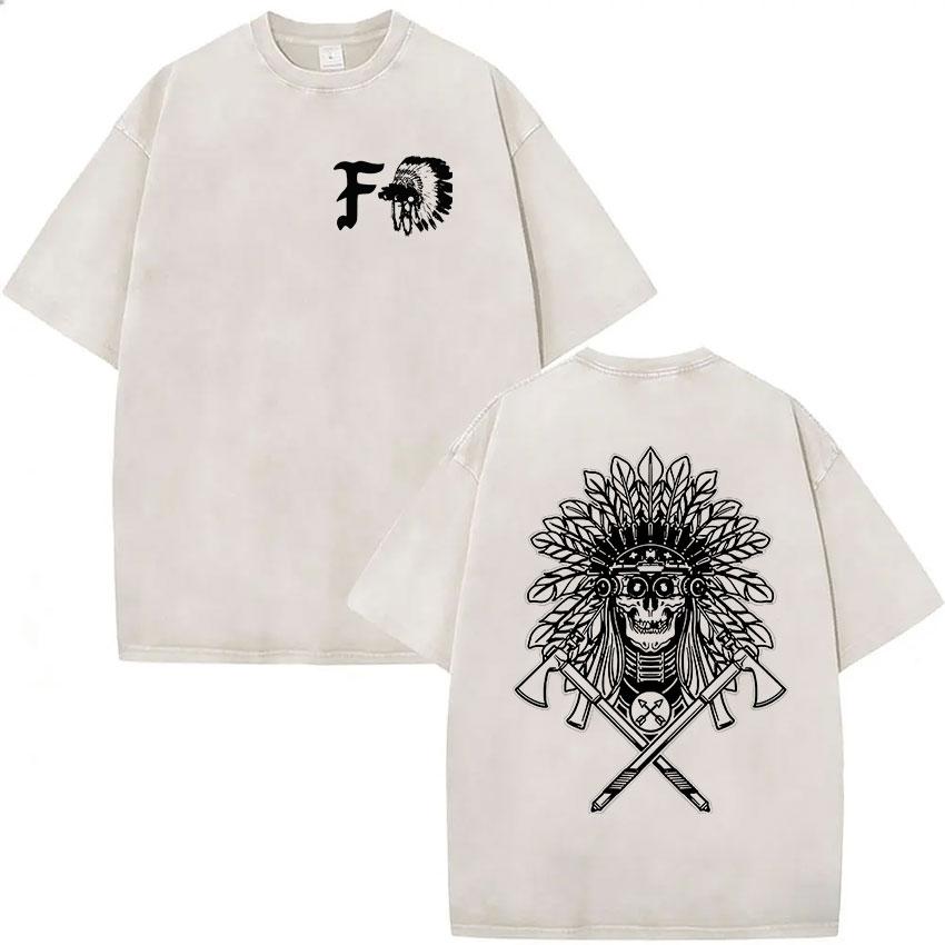 Forward Observations Group T-shirt Lavata Vintage Scheletro Uomo Gotico Oversize Girocollo Manica Corta T-shirt Y2k Streetwear