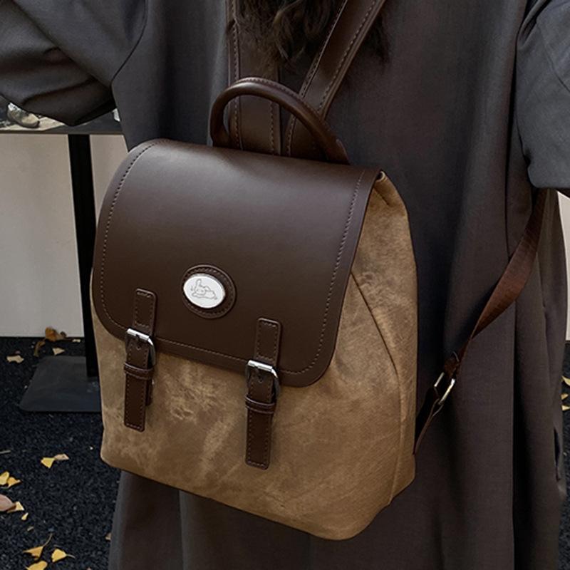 Fashion commuter retro large-capacity women's backpack autumn new college style class bag backpack