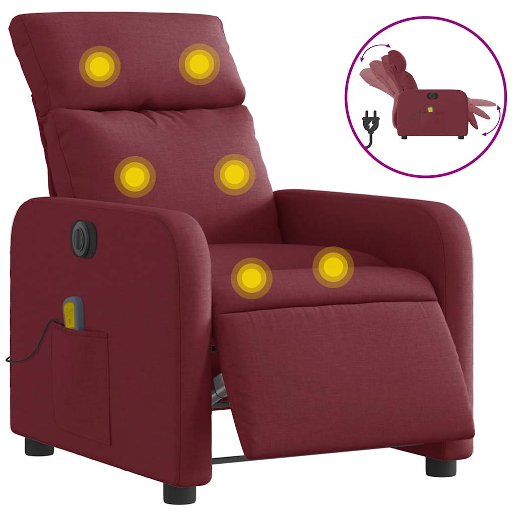 Electric Massage Chair Wine Red Fabric