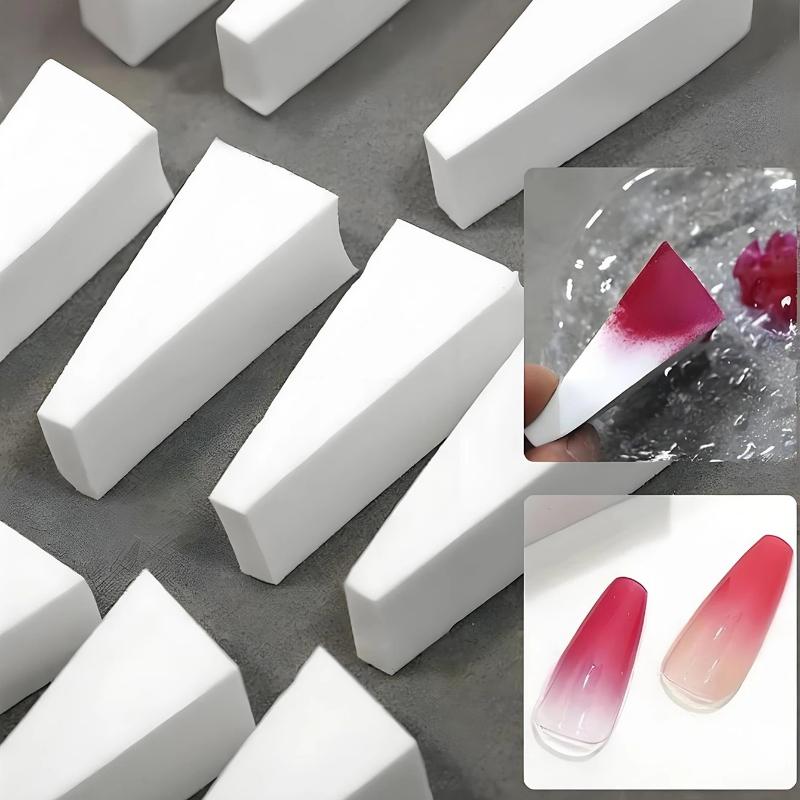 11/11Pcs High Density Nail Gradient Sponge Set White Triangle Press Gel Makeup Sponge Kit for Professional Nail Art DIY Blending