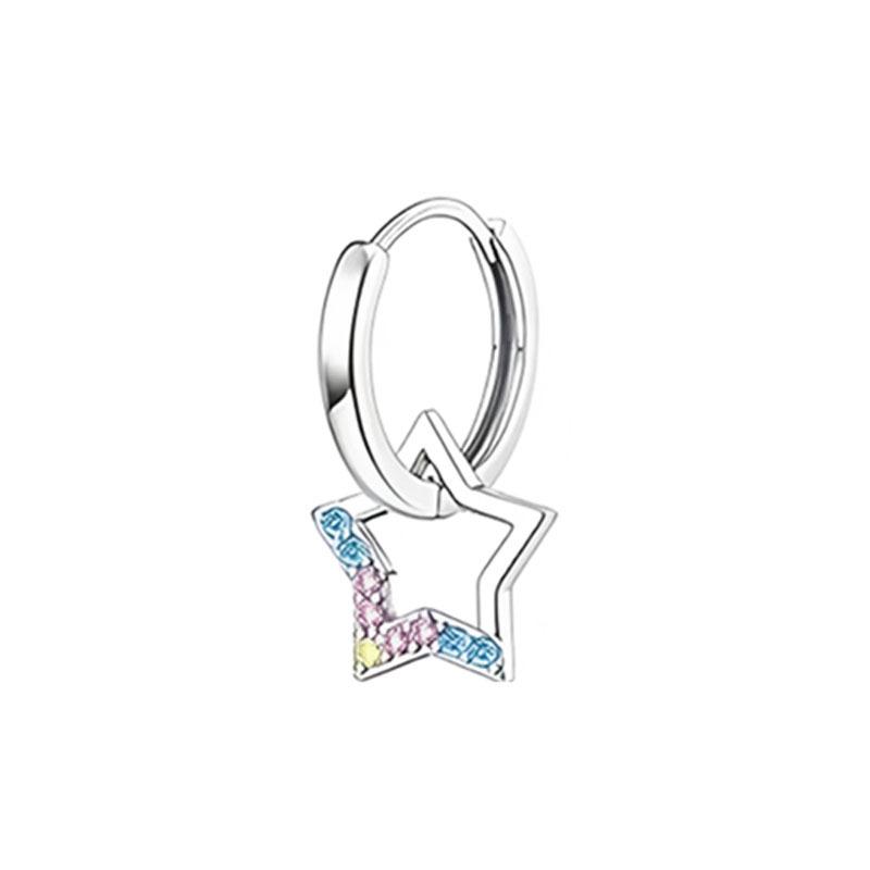 A pair of hypoallergenic screw earrings for women, featuring a set of zircon butterfly and star pendant earrings