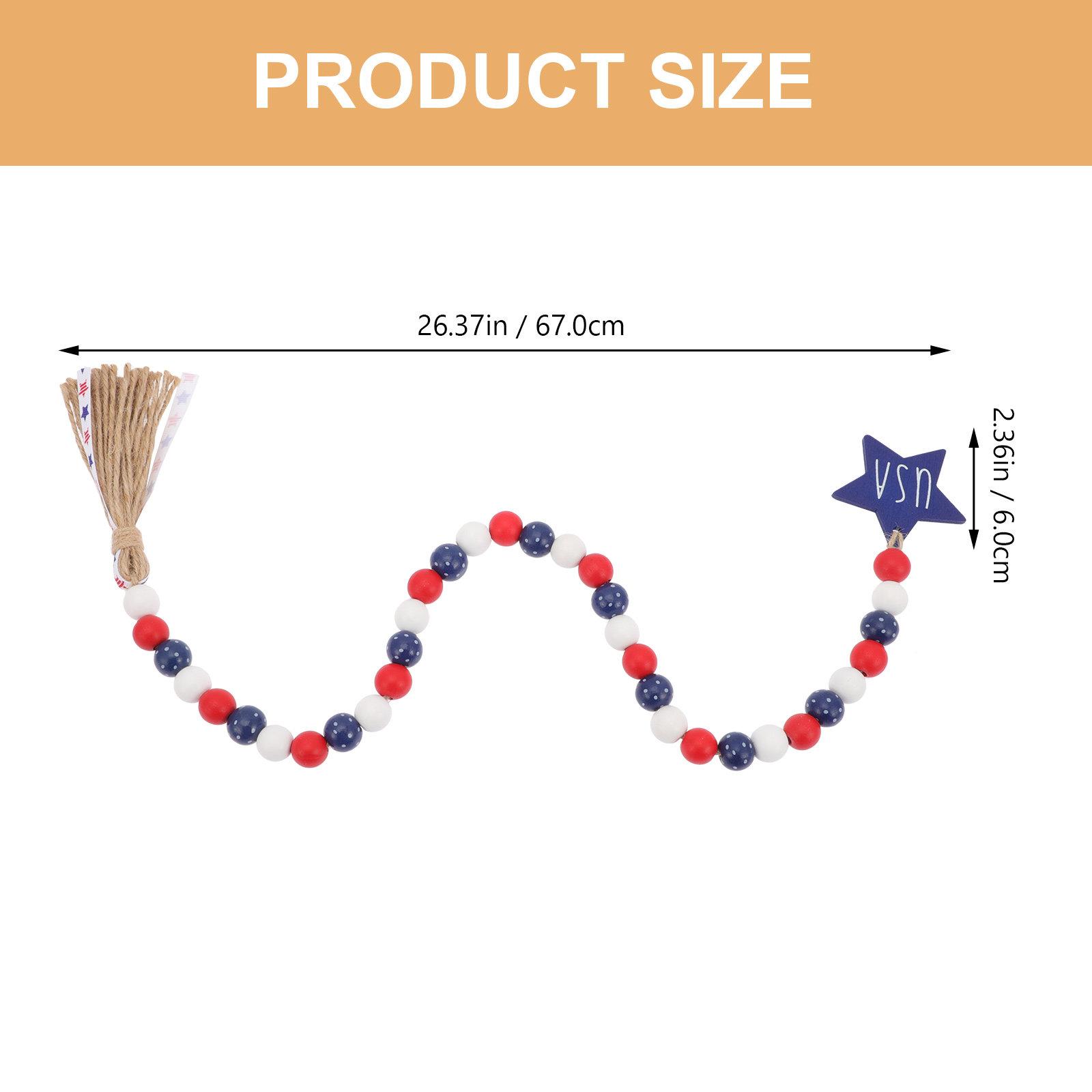 

Wood Bead Tassel Hanging Ornament Decorative String for Independence Day Party Home Wall Rustic Beaded Tassel Hanging Decor