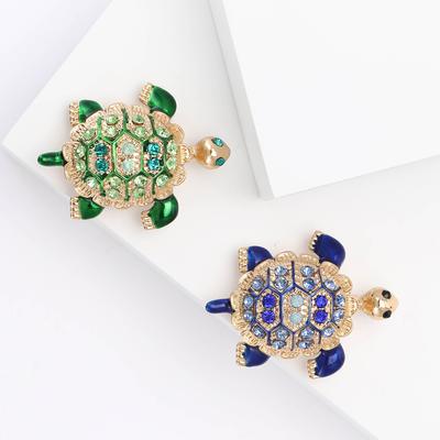 Niedliche Retro-Brosche mit Schildkrötenmotiv, Legierung, Strass, kreativ, exquisite Anstecknadel für Herren- und Damenbekleidung