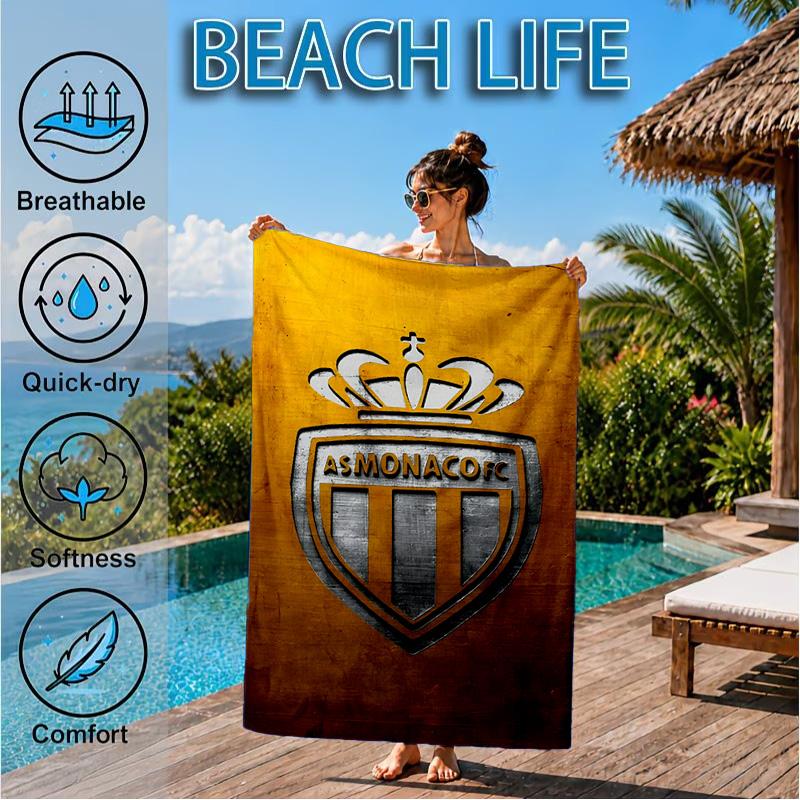 Monaco Football club Printed Microfiber Beach Towel, Soft And Absorbent, Quick-Dry, Ideal for Summer Travel, Beach Essential, Swimming Pool
