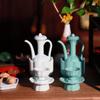 Dollhouse Mini Chinese Ancient Style Imitation Celadon Hand-held Teapot Tea Cup Model Dollhouse Kitchen Accessories