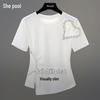 Tachi Women's Heart Cut-out Slim Fit Round Neck T-shirt