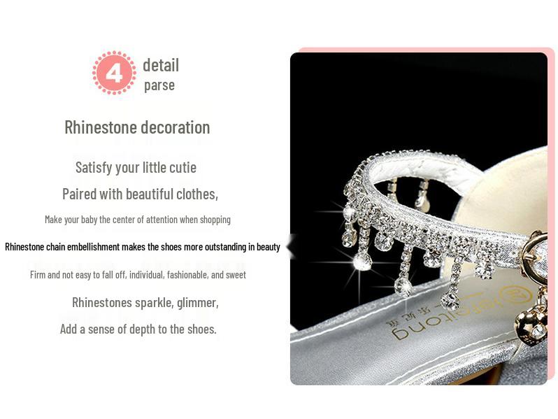 Girls' Pink Rhinestone Princess Sandals - Breathable & Fashionable Korean Style for Medium and Large Children's Summer Performance