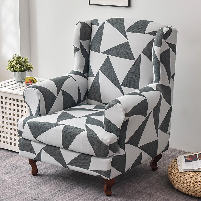 Wingback Chair Slipcover 2 Pieces/set Stretch Sofa Cover Armchair Cover Couch Furniture Protector Elastic Bottom for Living Room