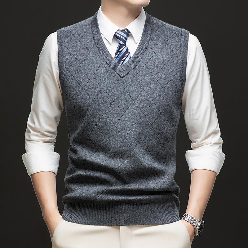 Men S Thick V Neck Sleeveless Knit Vest Winter Warm