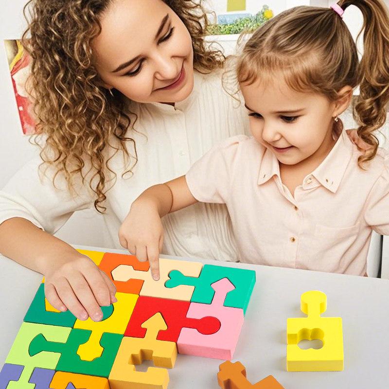 Montessori Geometric Shape Matching Blocks: Develop Hand-Eye Coordination & Logical Thinking in Kids
