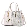 Women's Floral Pattern Handbag and Purse PU Leather Stitching Tote Satchel Shoulder Bag Commuter Top Handle Crossbody