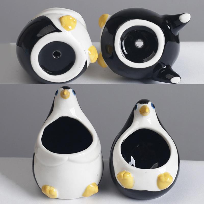 Cute Penguin Flower Pot Succulent Plant Pot Ceramic Planter Desk Ornament Home Garden Decoration