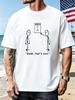 Unisex Crew Neck Stick Figure Funny Text Print Short Sleeve Cotton Tee Casual Summer Streetwear Loose Basic Daily Outdoor Wear Top