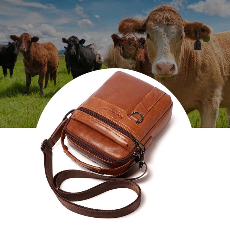 New Men's Leather Messenger Bag Mini Shoulder Bag 8-inch Trendy Men's Bag Retro First Layer Cowhide Handbag