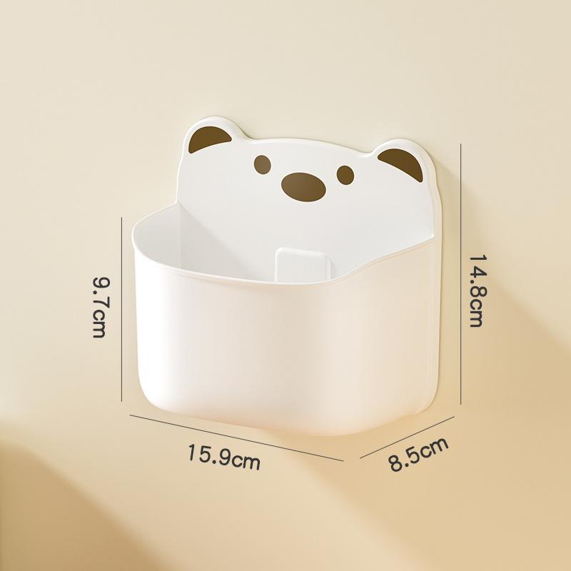 Creative Cartoon Bear Storage Basket for Kitchen and Bathroom, No Drilling Needed