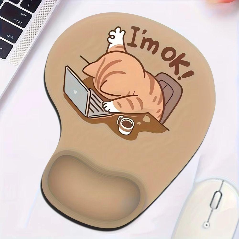 Comfortable Cat Mouse Mat Cute Cartoon Wrist Support Pad Black Cat Animal Mouse Pad Home Office