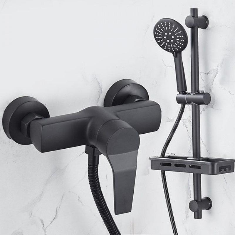 Single Handle Matte Black Wall Install Rain Shower System Stainless Steel Bathroom Shower Faucet Mixer