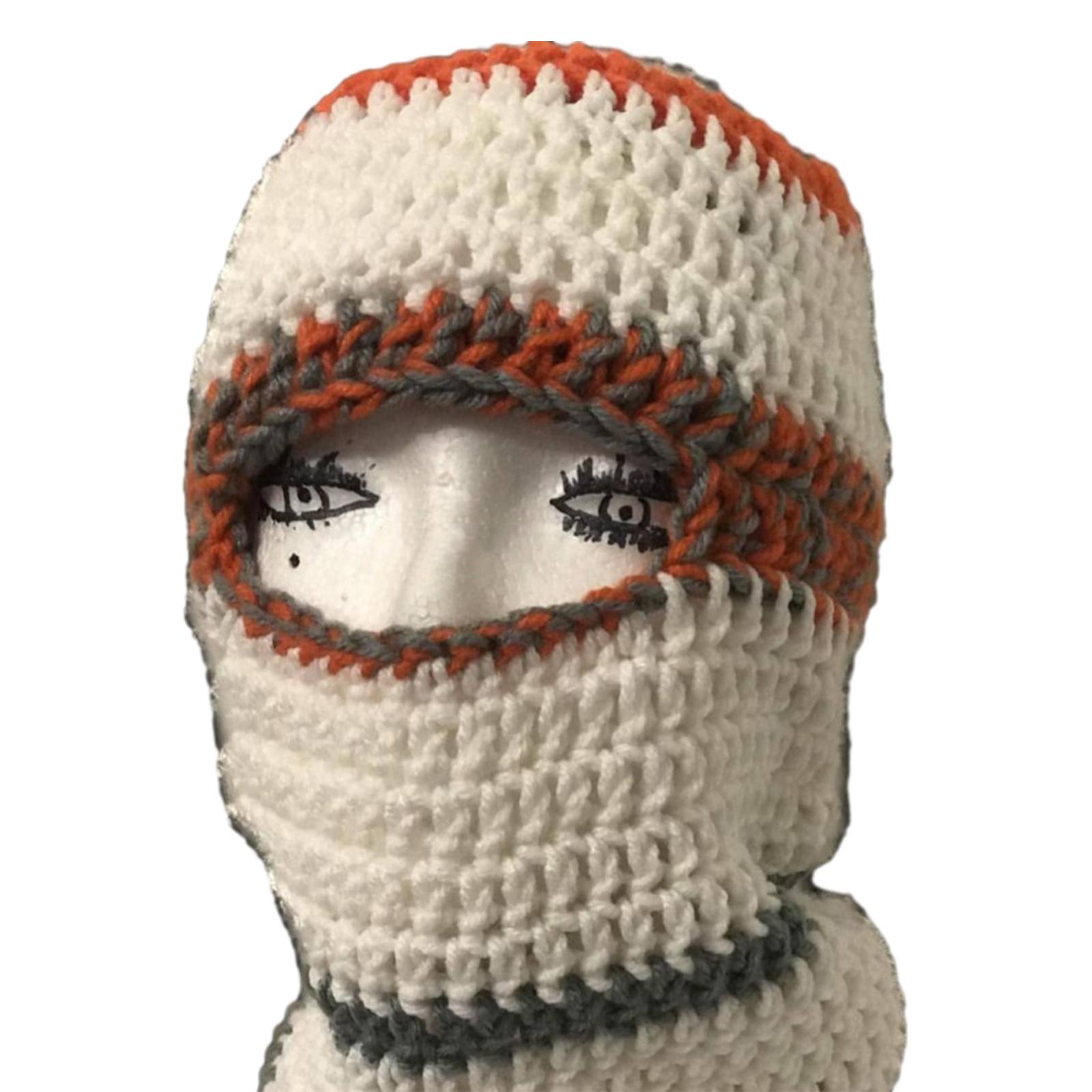 

Knit Balaclava Hat for Students Adult Windproof Winter Hat Neck Protect Hat with Stripe Pattern Warm Cycling Hat 8