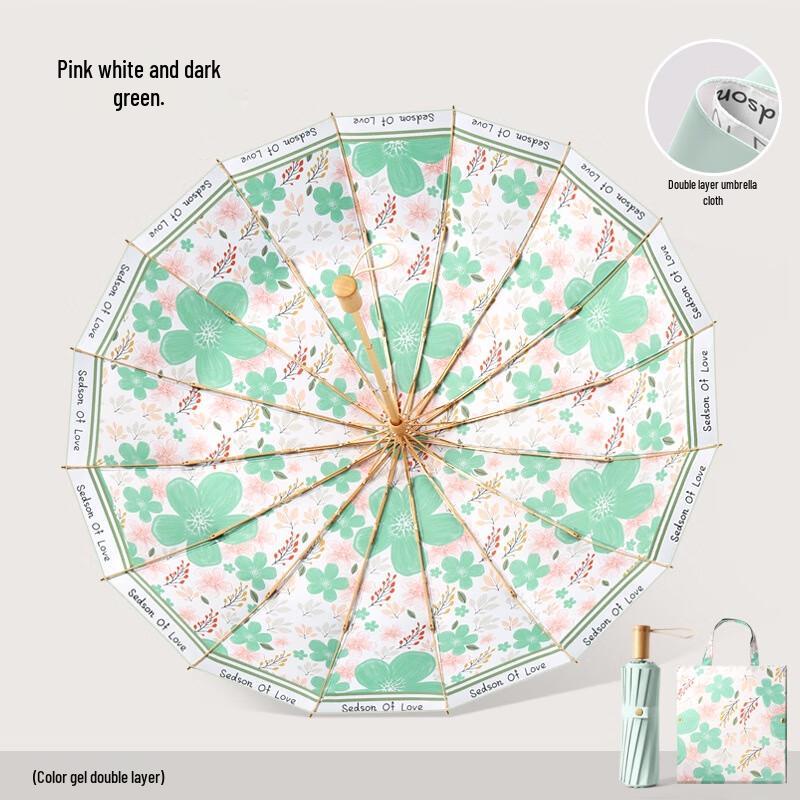 Retro 16-Rib Compact Umbrella