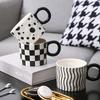 High-color Value Mug with Lid and Spoon Ceramic Coffee Cup High-grade Exquisite Female Milk Cup Office Couple Water Cups