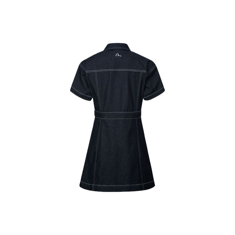 Evisu Small Seagull Embroidered Wide Denim Shirt Dress Women dress Denim-Blue 2ESHTW4DR4102LFDP