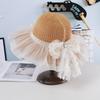 Summer Girls Straw Visor Big Brim Mesh Bow Princess Wind Sun Hat Outdoor Outing