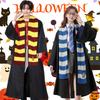 AMIBUDCCI Harry Potter Cosplay 5-teiliges Set, Enthält Umhang, Brille, Krawatte, Schal und Zauberstab (Hufflepuff 5-teiliges Set, Groß)