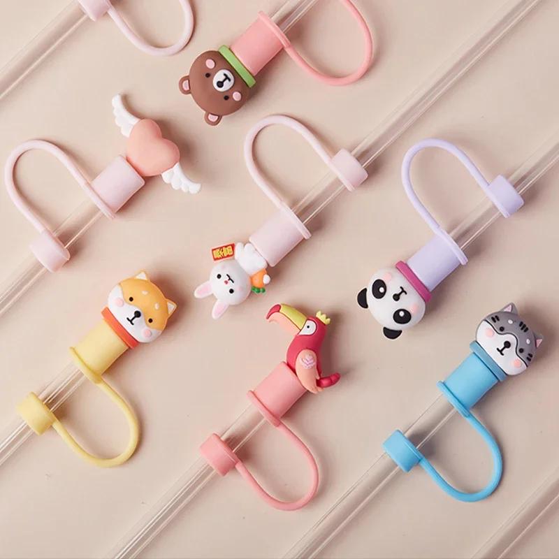Cute Strawberry Straw Covers For Stanley Tumbler Cups Accessories Kawaii Silicone Straw Toppers Protector Cap For 10mm Straws