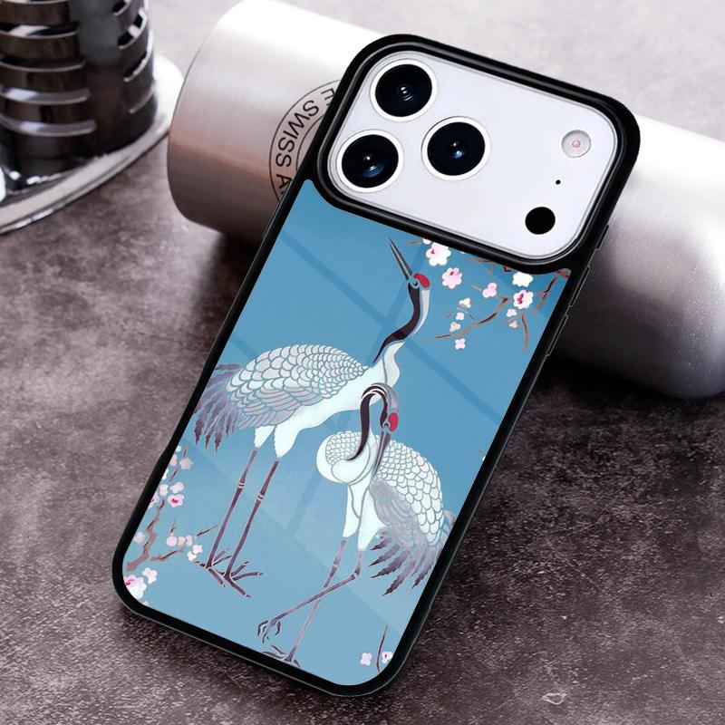 Art Crane Waves Phone Case For iPhone 17 16 15 14 13 12 11 Pro Max Plus 17Air Soft Silicone Cover