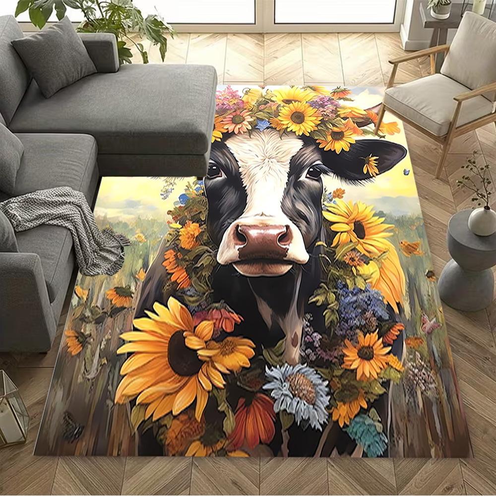 1pc home carpet highland cow design for office decor bedroom gift