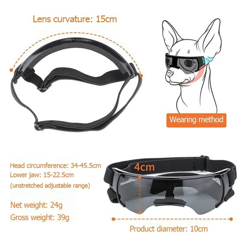 Cool Pets Sunglasses Windproof Anti-UV Goggles Soft Frame Adjustable Straps Glasses for Small/Medium Dogs Outdoor Eye Protection