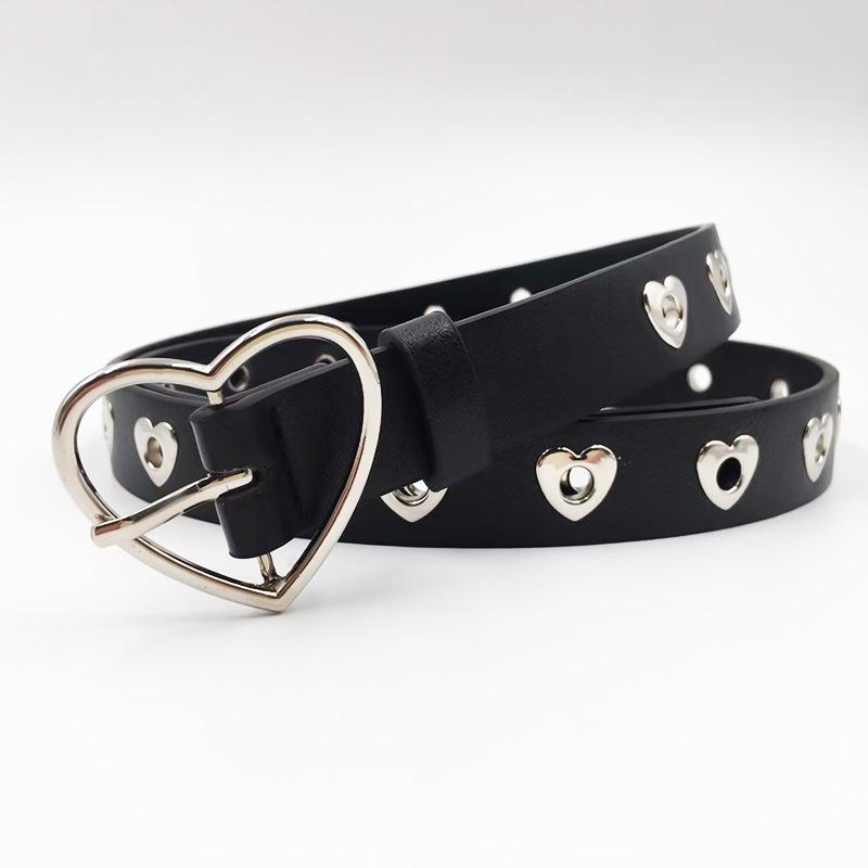 New Love Buckle Decorative Women's Belt Heart Shape Air Eye Fashion Student Jeans Belt