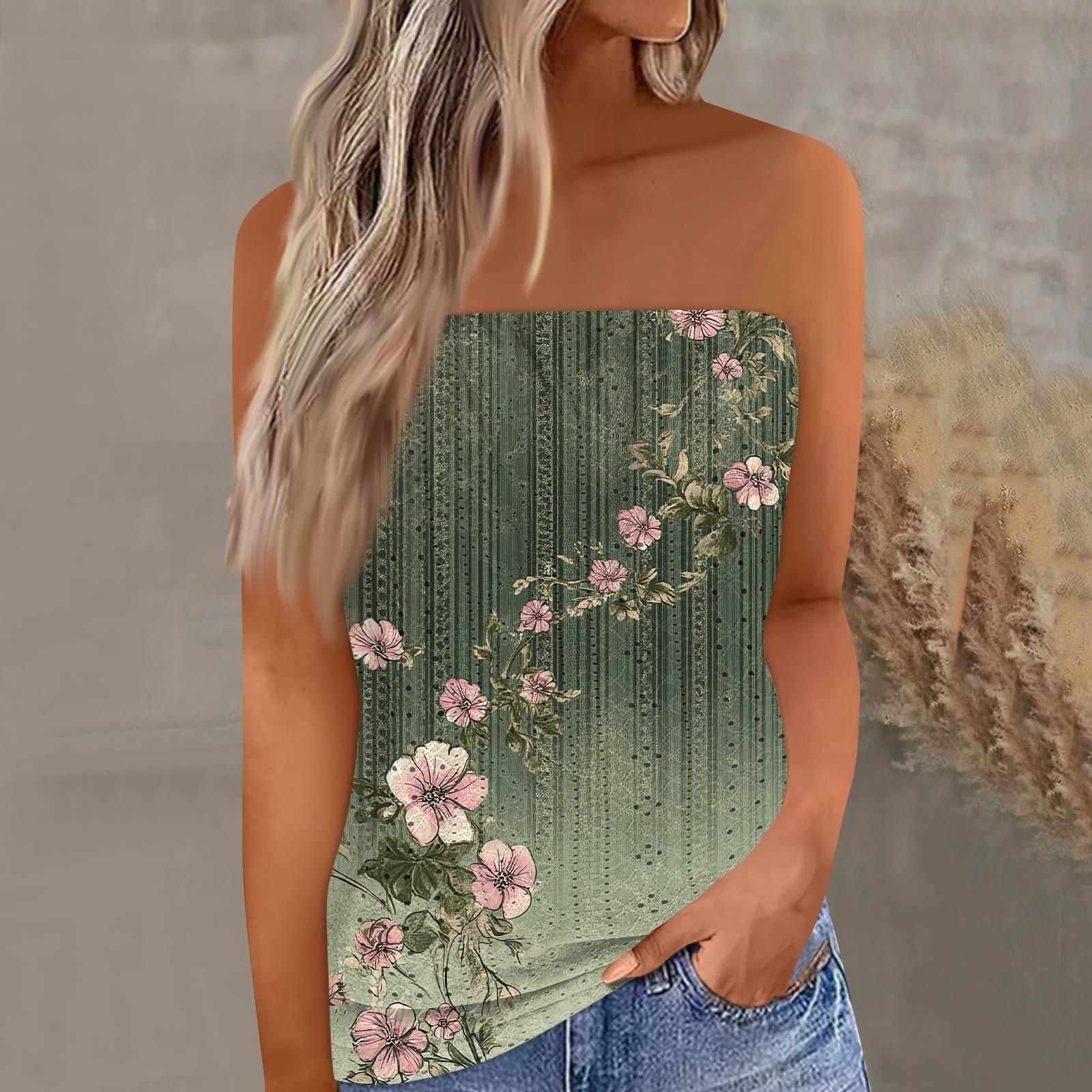 

Укороченные топы для женщин, сексуальные летние майки-трубы без рукавов с принтом, майка-рубашка, жилет S зелёный