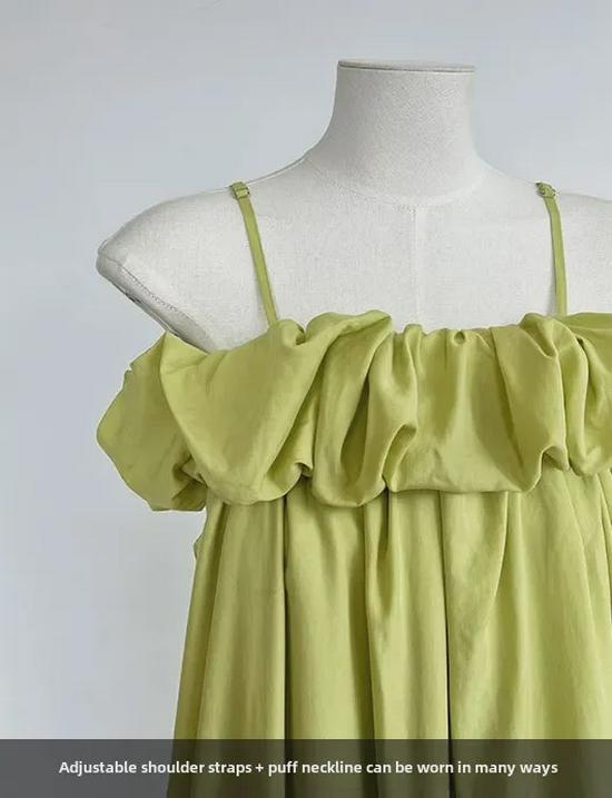 Luxi Tencel Tek Omuz Fırfırlı Tüp Elbise - Kore Stili