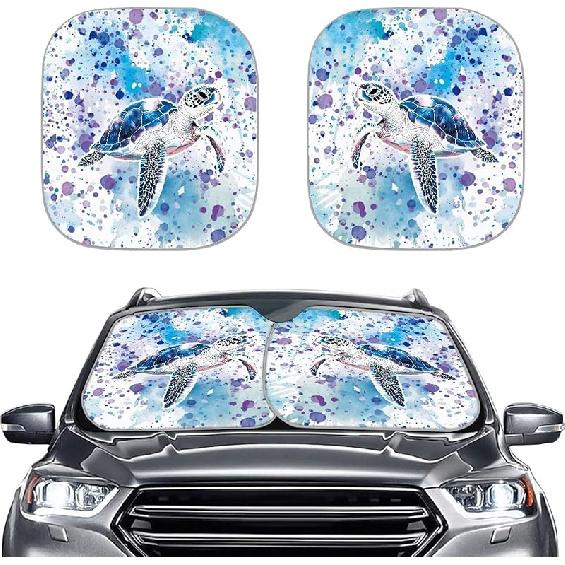 KEIAHUAN Customized Auto Front Window Visor Sun Shade Universal Windshield Sunshade for Car Truck SUV 2-Piece