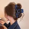 Leopard Print Bow Hair Claw Women Large Claw Clip Satin Solid Color HairClip Denim HairAccessories