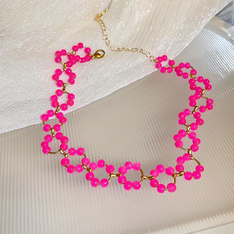 

Синий жемчуг рисовый бисер нерегулярное ожерелье лето маленький свежий любовь ключичная цепочка 2025 новый предмет ожерелье женщины