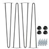 Set of 4 Hairpin Furniture Legs, Height 71 Cm, 2 Rods, Black with Plastic Feet