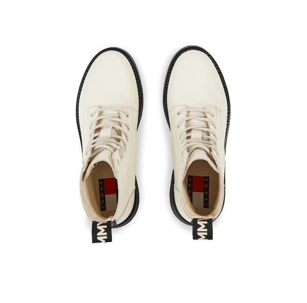 Tommy Jeans Tjw Ankle Boots with Laces and Flat Sole EN0EN02310 Ecru