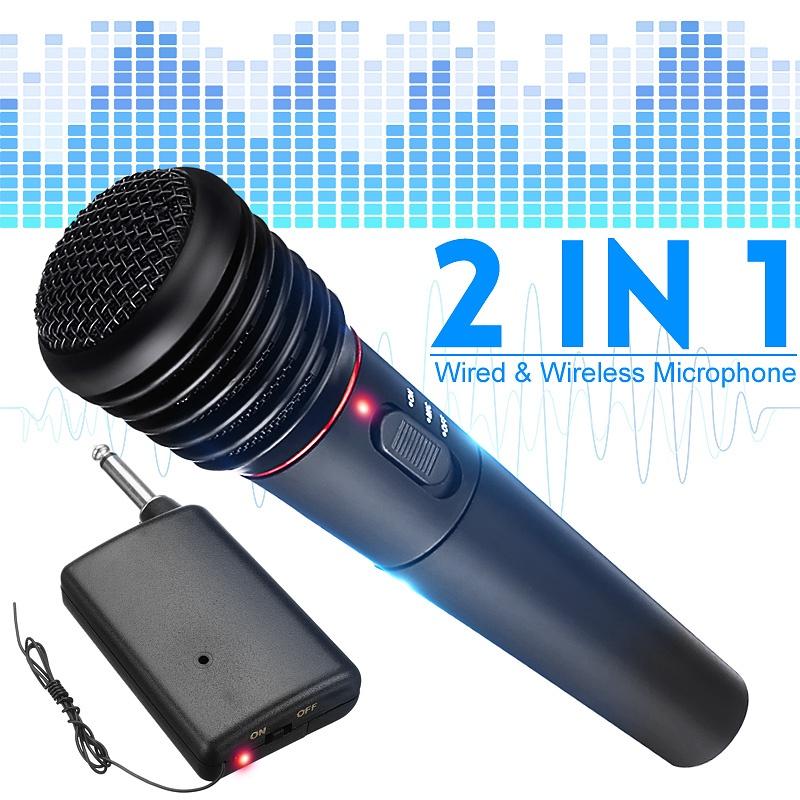 2in1 Professional Wired Wireless Handheld Microphone Mic Dynamic Cordless For KTV Karaoke Party Recording Speaking Stage
