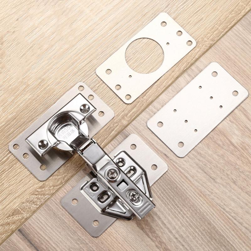 Pack of 2 Hinge Repair Plate Stainless Steel Cabinet Bracket Kit for Kitchen