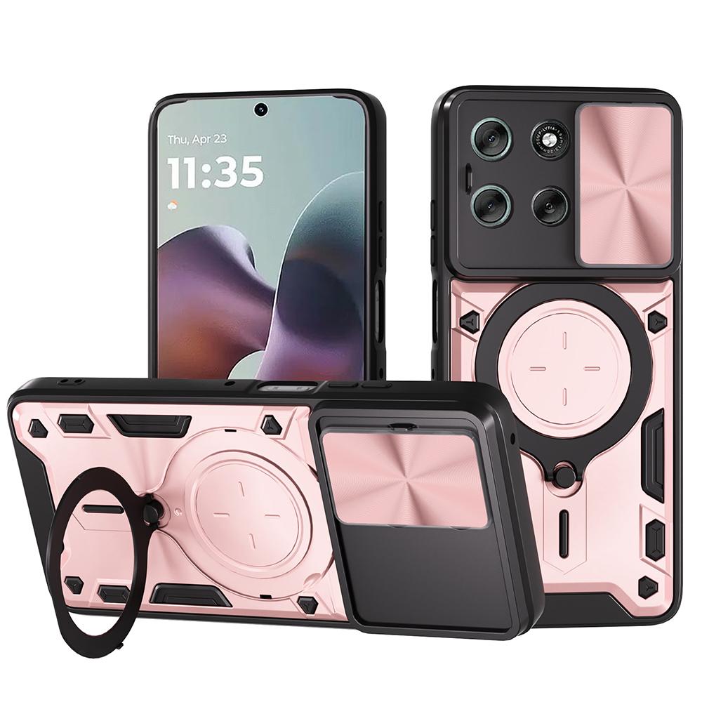 

Чохол-слайдер для камери для Motorola G86 G56 Чохол Броня Магнітне Кільце-підставка Захист Чохол для телефону для Motorola Moto G86 G56 Capa Motorola Moto G56 рожевий колір золота