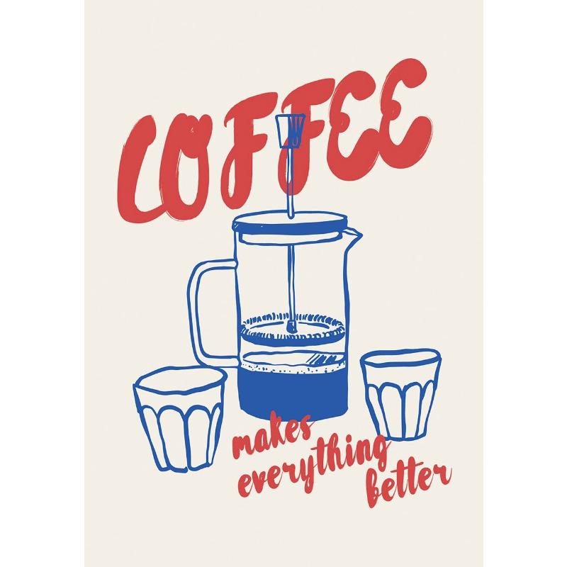 Modern Trendy Retro Vintage Chic Coffee Espresso Wall Art Prints Canvas Painting Poster Picture for Office Kitchen Home Decor