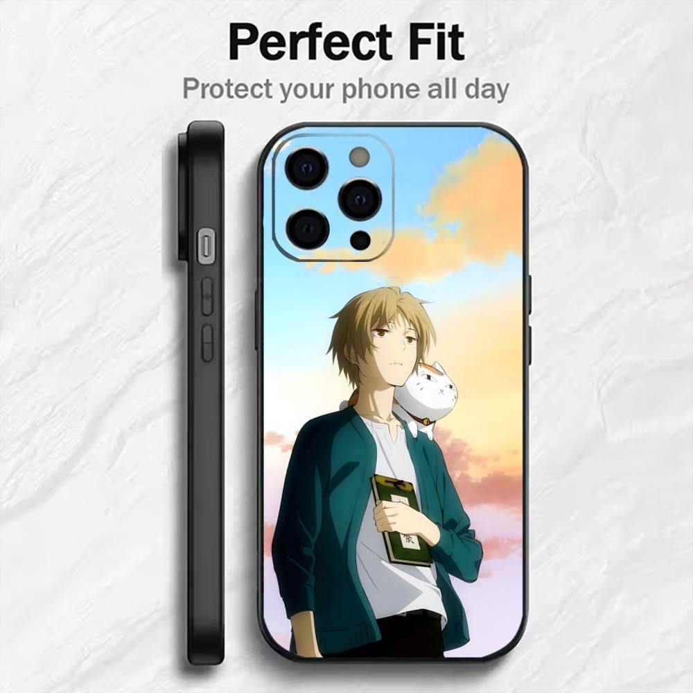 Anime N-Natsume With M-Madara Phone Case For iPhone17,16,15,14,13,12 Plus,Max Soft Silicone Black Cover iPhone13PRO
