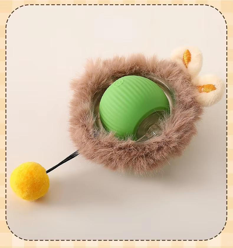 

Cat Toy Intelligent Electric Automatic Rolling USB Rechargeable with Rope Sound Making Toy Ball Home Pet Soothing Supplies зелёный