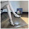 2025 summer new one-word open-toed sandals women's thin heels temperament socialite niche design high heels